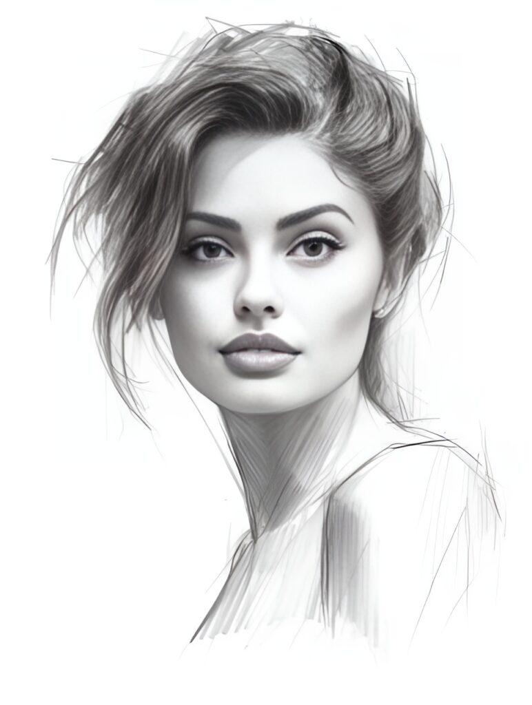 Guile_a_sketch_of_a_gourgeous_modern_woman_looking_straight_at__0d1754c5-36b2-4793-a146-fa1a6f085501_ins